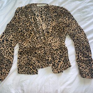 ASTR the label cheetah print wrap blouse